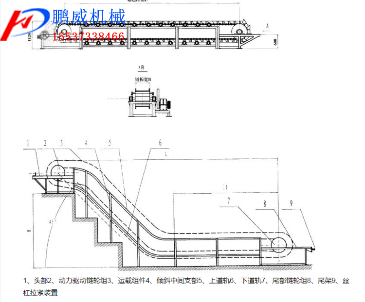 傾斜型爬坡鏈板輸送機